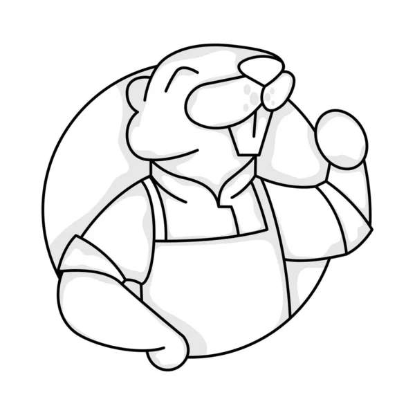 Logotipo Caráter Lontra Estilo Preto Branco — Vetor de Stock