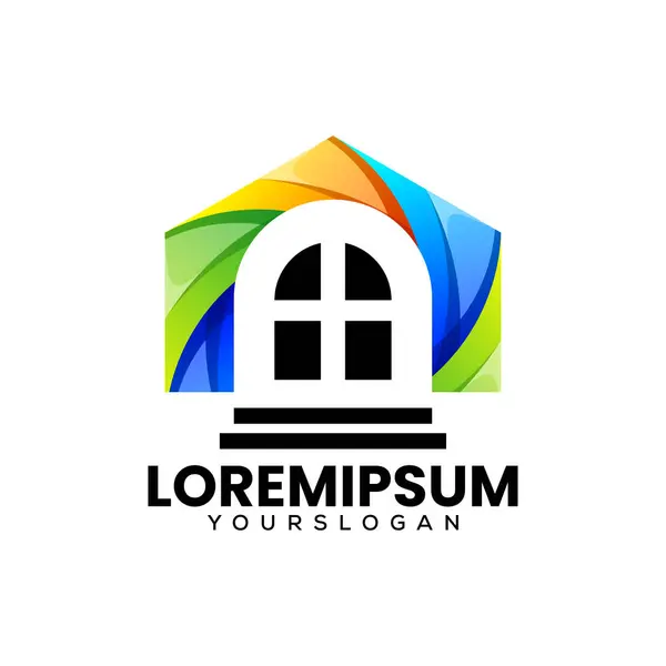 Kleurrijke Huis Pictogram Logo Ontwerp — Stockvector