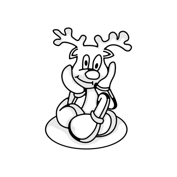 Vector Black White Character Deer Logo — Stock Vector