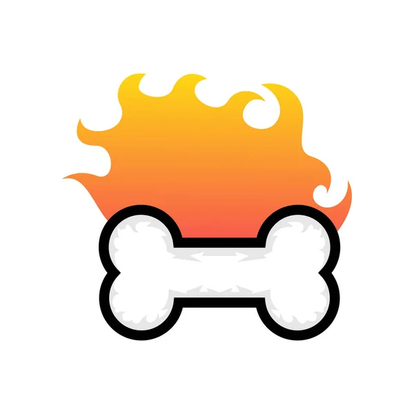 Diseño Del Logotipo Del Icono Fuego Hueso — Vector de stock