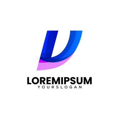 V harfi renkli simge logo tasarımı