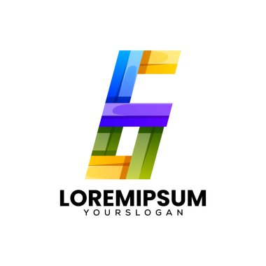 Renkli ilk 6 numaralı simge logosu tasarımı