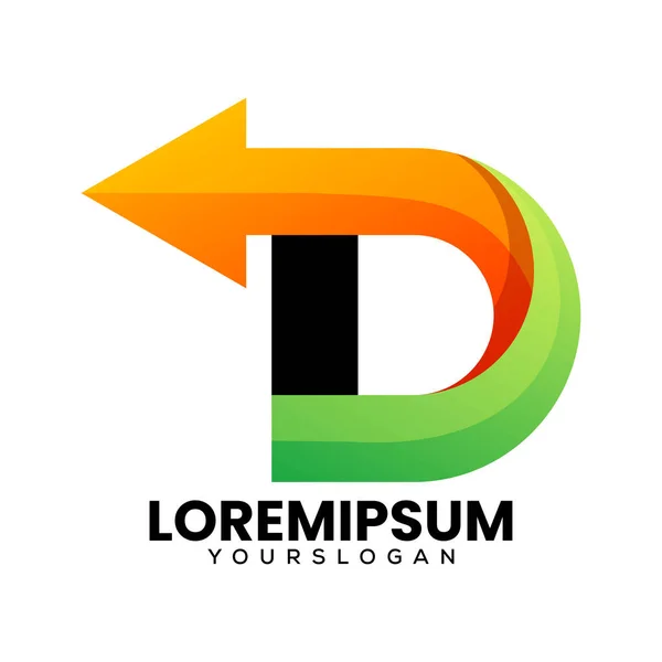 Renkli ilk harf D ok simgesi logo tasarımı