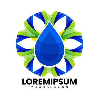 su renkli soyut simge logo tasarımı