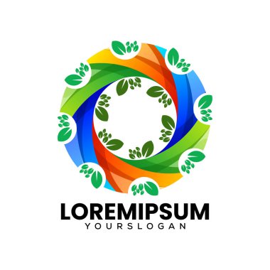 daire yaprağı renkli simge logo tasarımı