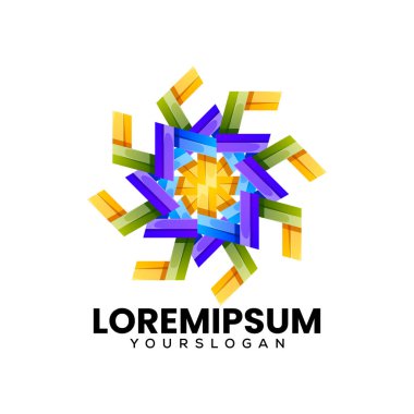 renkli soyut çiçek simgesi logo tasarımı
