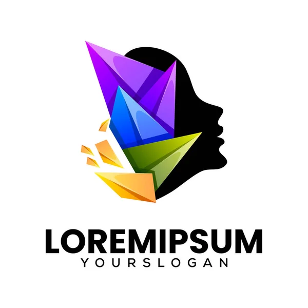 İnsan kafası yaratıcı simge logosu tasarımı