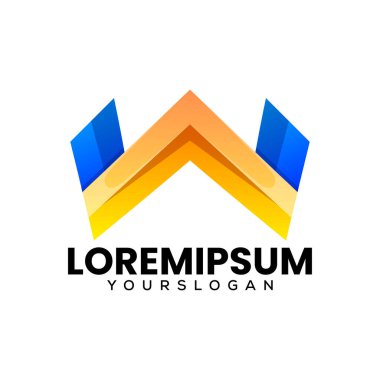 W harfi renkli simge logo tasarımı