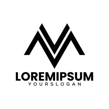 M V harfi logo tasarım şablonu
