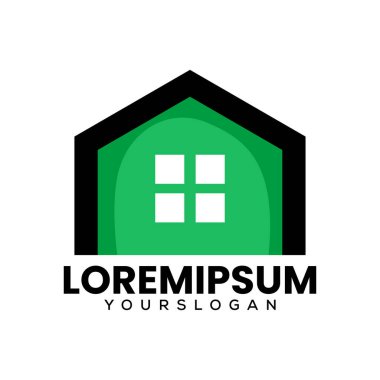 ev yeşil simge logosu tasarımı