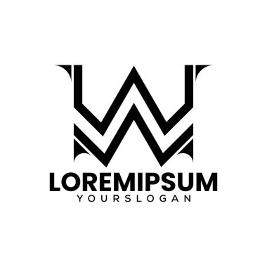 W harfi monogram yaratıcı simge logosu tasarımı