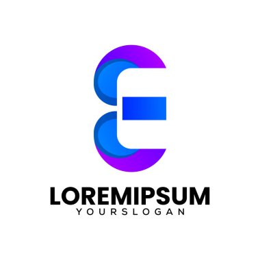 İlk harf E Renkli logo tasarımı