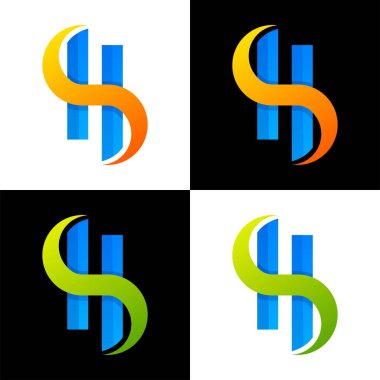 H harfi renkli logo tasarımı