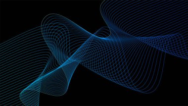Soyut vektör dalga çizgileri siyah mavi arkaplan modern ve geleceksel teknoloji teması