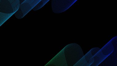 Soyut vektör dalga çizgileri siyah arkaplan modern ve geleceksel teknoloji teması