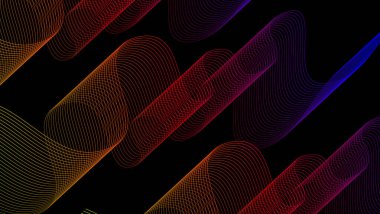 Soyut vektör dalga çizgileri siyah arkaplan modern ve geleceksel teknoloji teması