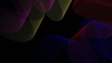 Soyut vektör dalga çizgileri siyah arkaplan modern ve geleceksel teknoloji teması