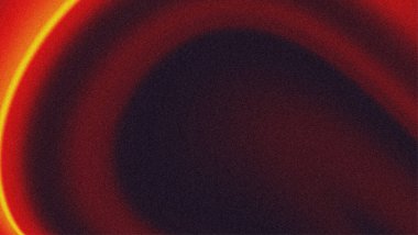 Kum taneli dokuya sahip soyut koyu kırmızı eğim. Gradyan arkaplanda turuncu neon ışığı.