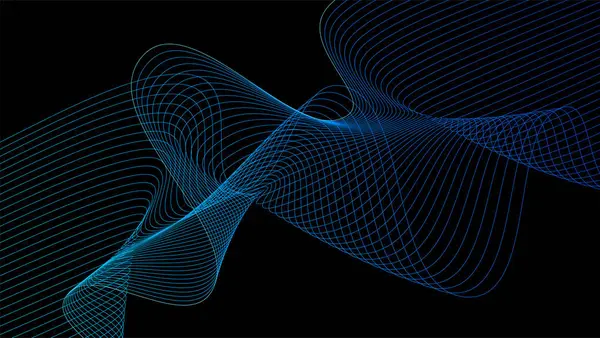 Soyut vektör dalga çizgileri siyah mavi arkaplan modern ve geleceksel teknoloji teması