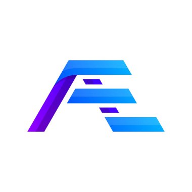 A harfi E mavi gradyan logo tasarımı