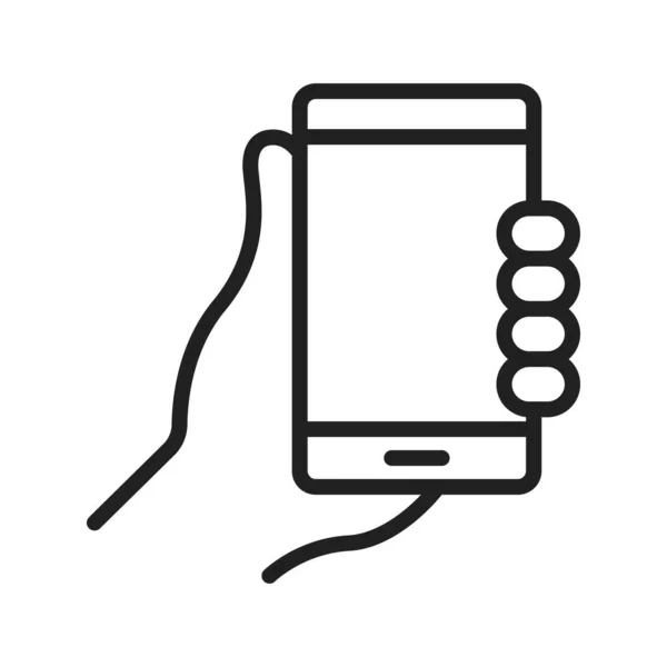 Trzymając Obraz Wektora Smartfona Nadaje Się Aplikacji Mobilnych Mediów Drukowanych — Wektor stockowy