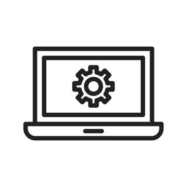 Laptop Ayarları simge vektör resmi. Mobil uygulama web uygulaması ve yazdırma ortamı için uygundur.