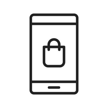 Mobil Alışveriş simgesi vektör görüntüsü. Mobil uygulama web uygulaması ve yazdırma ortamı için uygundur.