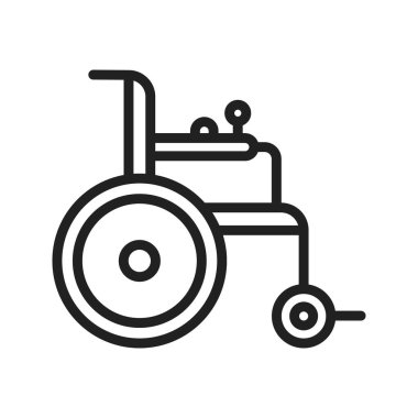 Motorlu Tekerlekli sandalye ikon vektör görüntüsü. Mobil uygulama web uygulaması ve yazdırma ortamı için uygundur.