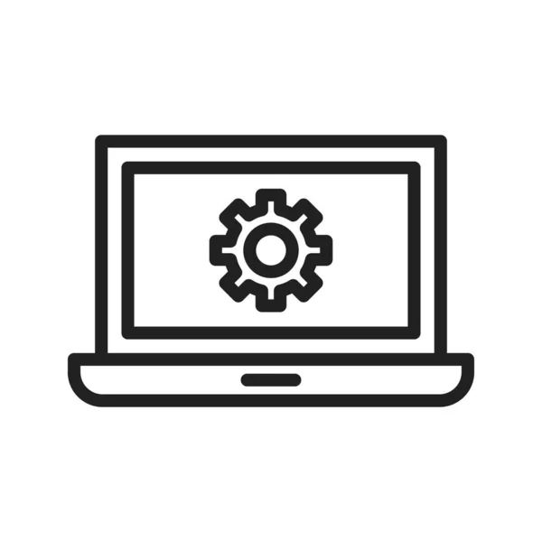Laptop Ayarları Simge Vektör Resmi Mobil Uygulama Web Uygulaması Yazdırma — Stok Vektör