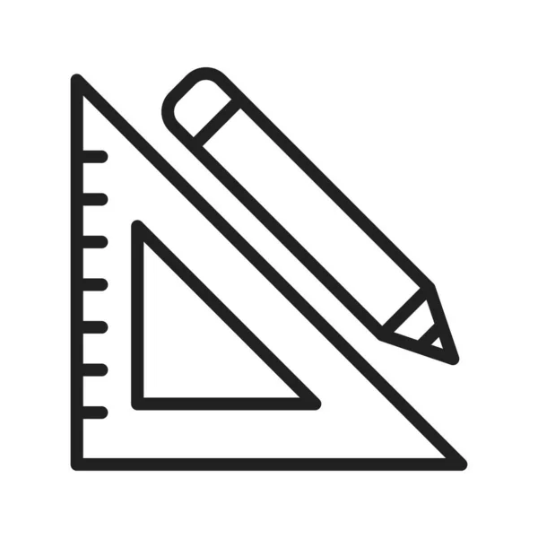 Bleistift Und Set Square Symbol Vektorbild Geeignet Für Mobile Applikationen — Stockvektor