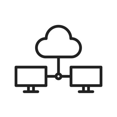 Paylaşılan Bulut simgesi vektör görüntüsü. Mobil uygulama web uygulaması ve yazdırma ortamı için uygundur.