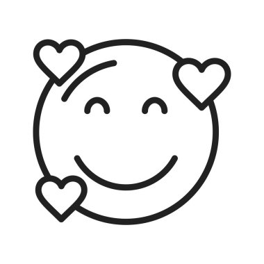 Gülen Surat ve Kalplerin ikon vektör görüntüsü. Mobil uygulama web uygulaması ve yazdırma ortamı için uygundur.