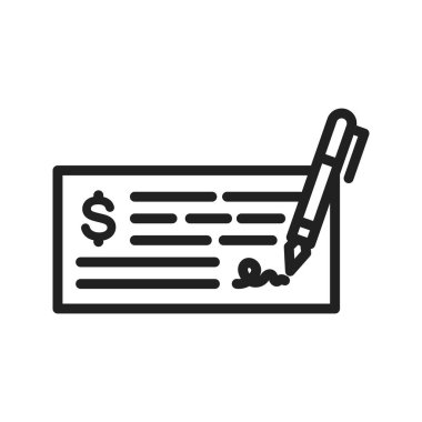 Çek simgesi vektör resmini yaz. Mobil uygulama web uygulaması ve yazdırma ortamı için uygundur.