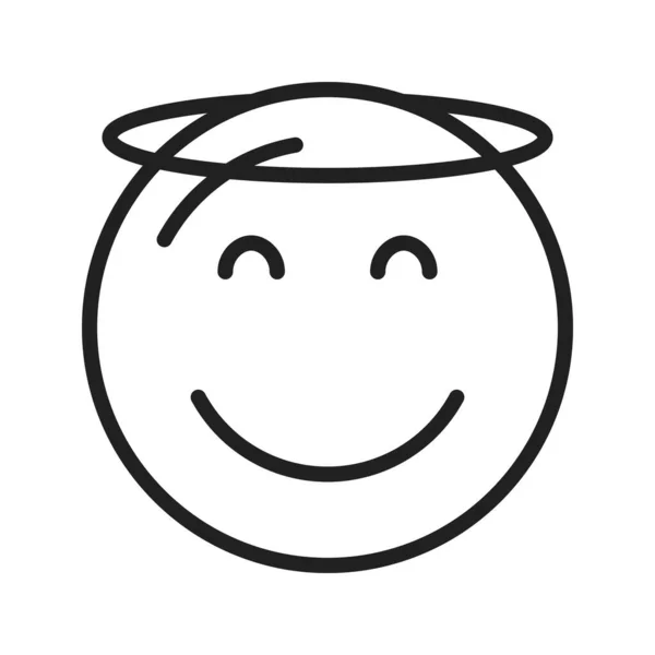Lächelndes Gesicht Mit Halo Symbolvektorbild Geeignet Für Mobile Applikationen Und — Stockvektor