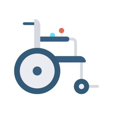Motorlu Tekerlekli sandalye ikon vektör görüntüsü. Mobil uygulama web uygulaması ve yazdırma ortamı için uygundur.