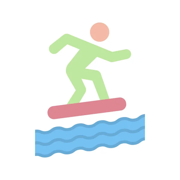 Imagem Vetorial Ícone Surf Pessoa Adequado Para Aplicativos Móveis Aplicação —  Vetores de Stock