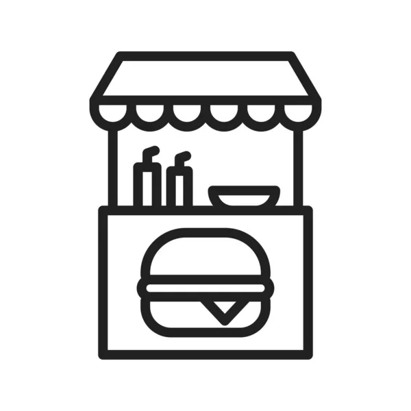 Burger Stall Ikon Vektor Kép Mobilalkalmazás Webes Alkalmazáshoz Nyomtatott Médiához — Stock Vector