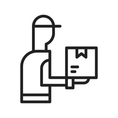 Teslimatçı ikon vektör görüntüsü. Mobil uygulama web uygulaması ve yazdırma ortamı için uygundur.