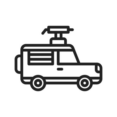 Askeri Jeep ikon vektör görüntüsü. Mobil uygulama web uygulaması ve yazdırma ortamı için uygundur.