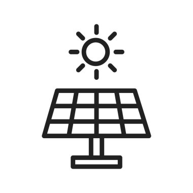 Güneş Paneli ikon vektör görüntüsü. Mobil uygulama web uygulaması ve yazdırma ortamı için uygundur.