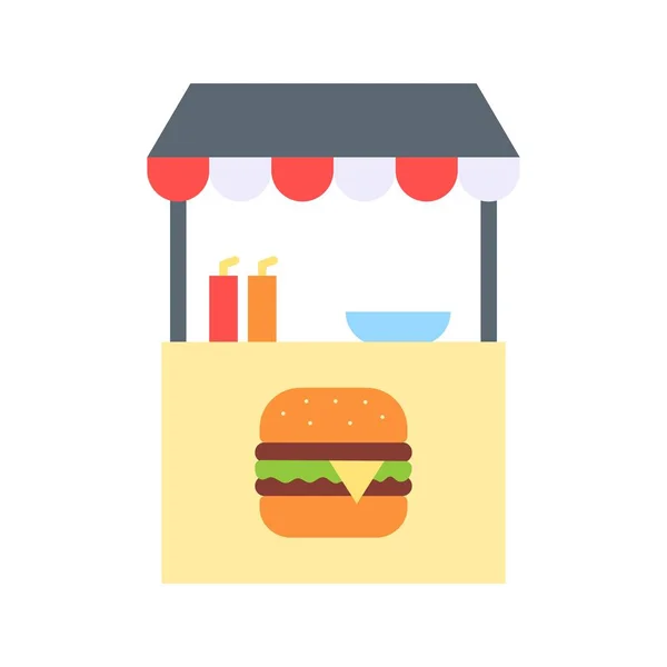 Burger Stall Ikon Vektor Kép Mobilalkalmazás Webes Alkalmazáshoz Nyomtatott Médiához — Stock Vector