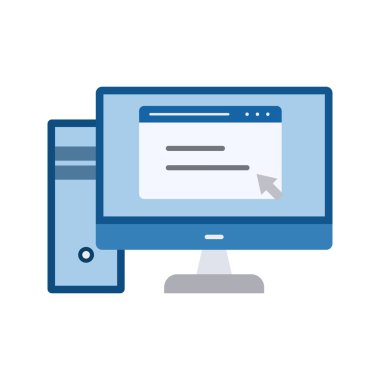 Masaüstü Bilgisayar simgesi vektör resmi. Mobil uygulama web uygulaması ve yazdırma ortamı için uygundur.