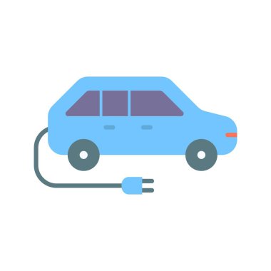 Elektrikli araba ikonu vektör görüntüsü. Mobil uygulama web uygulaması ve yazdırma ortamı için uygundur.
