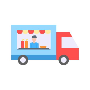 Yemek kamyonu ikonu vektör görüntüsü. Mobil uygulama web uygulaması ve yazdırma ortamı için uygundur.