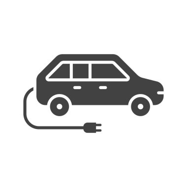 Elektrikli araba ikonu vektör görüntüsü. Mobil uygulama web uygulaması ve yazdırma ortamı için uygundur.