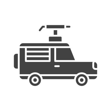 Askeri Jeep ikon vektör görüntüsü. Mobil uygulama web uygulaması ve yazdırma ortamı için uygundur.