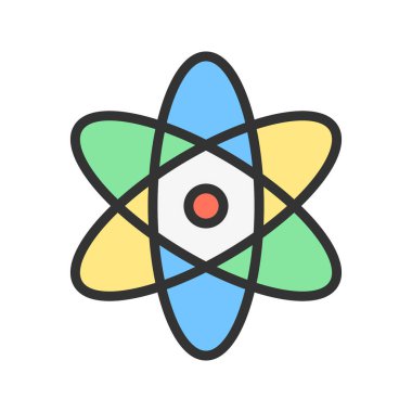 Atom simgesi vektör görüntüsü. Mobil uygulama web uygulaması ve yazdırma ortamı için uygundur.