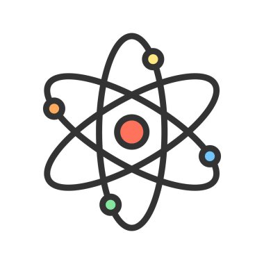 Atom simgesi vektör görüntüsü. Mobil uygulama web uygulaması ve yazdırma ortamı için uygundur.