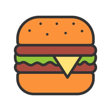 Burger ikonu vektör görüntüsü. Mobil uygulama web uygulaması ve yazdırma ortamı için uygundur.
