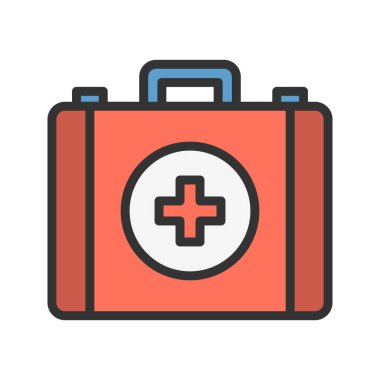 İlk Yardım Çantası ikon vektör görüntüsü. Mobil uygulama web uygulaması ve yazdırma ortamı için uygundur.